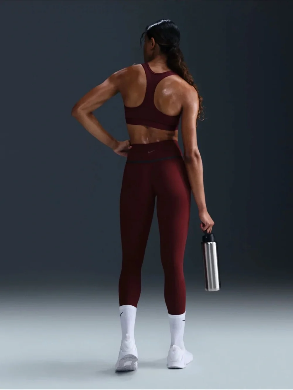 Nike High Rise 7/8 Legging Burgundy Navy Stripe Piping